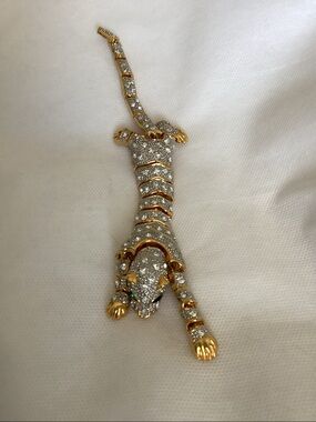 Vintage Articulated Crystal Panther Brooch